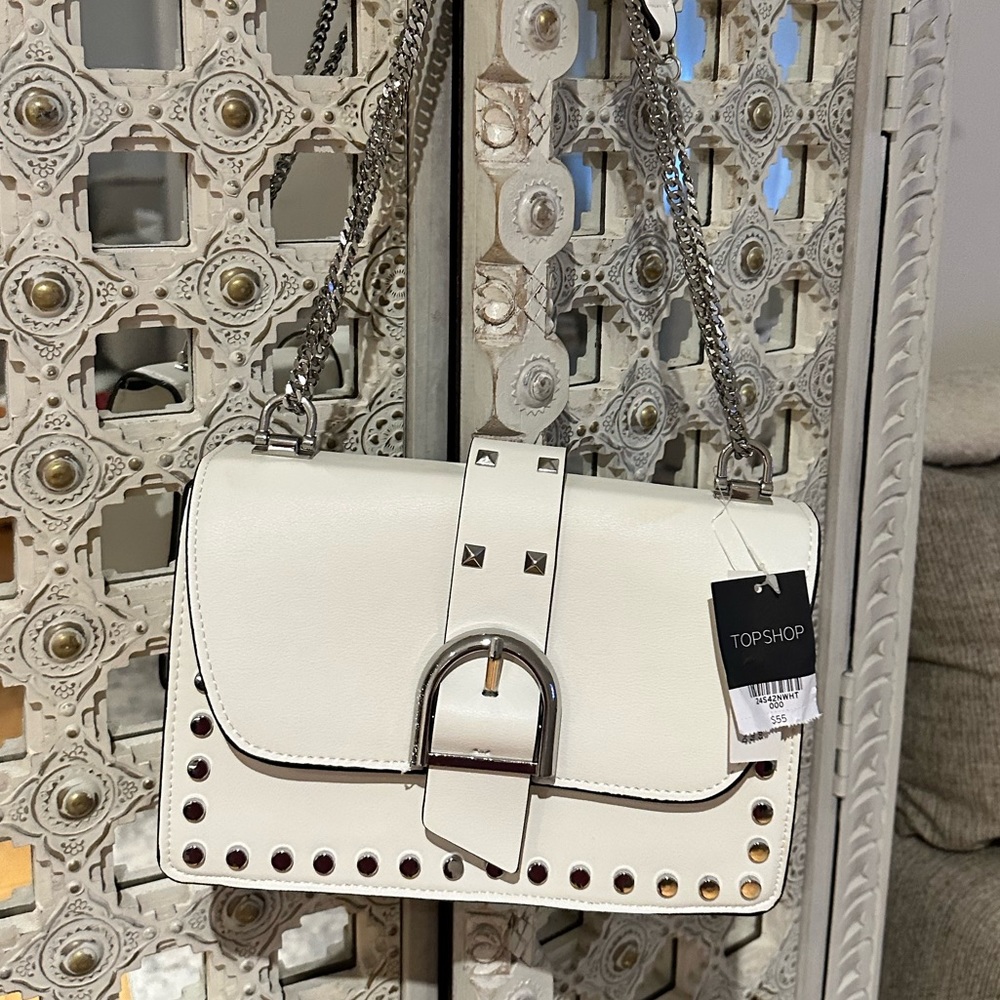 White leather topshop handbag